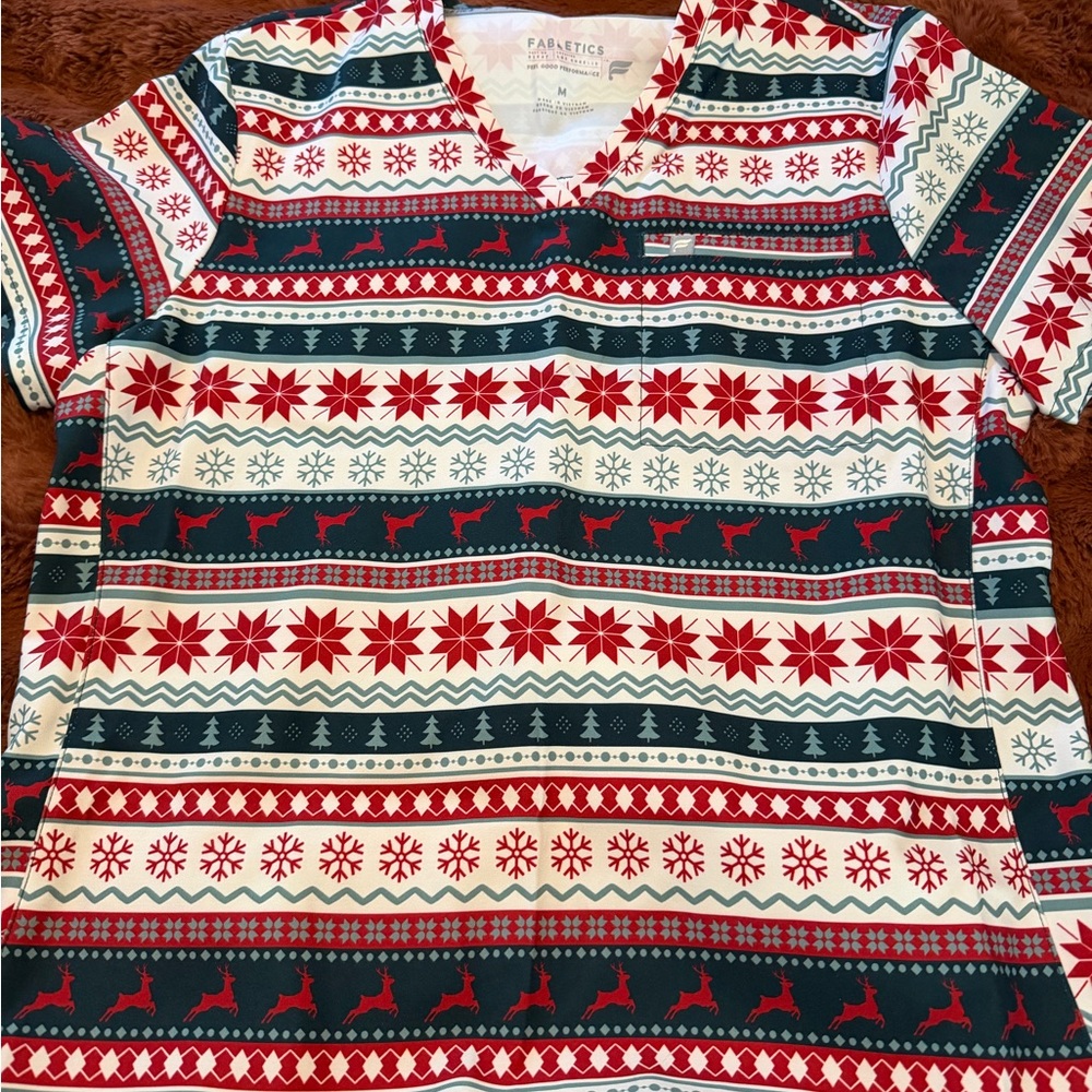 Fabletics V‑Neck Holiday scrub top